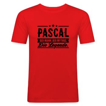 Man Myth Legend Pascal - T-shirt près du corps Homme - rouge - Devant - Jaron (178cm)