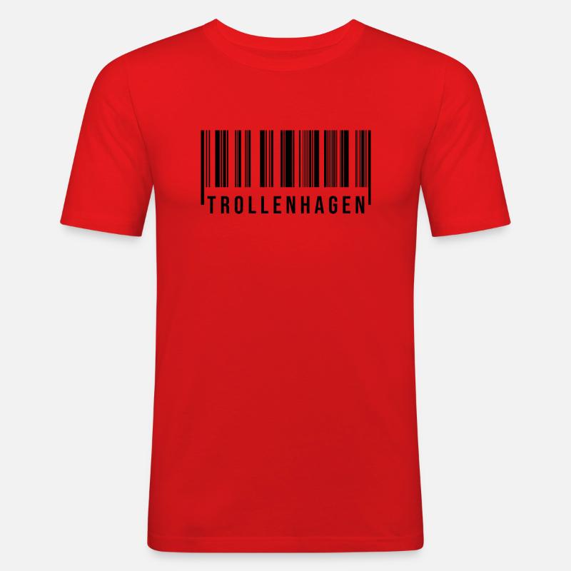 Trollenhagen Strichcode - Männer Slim Fit T-Shirt - Rot
