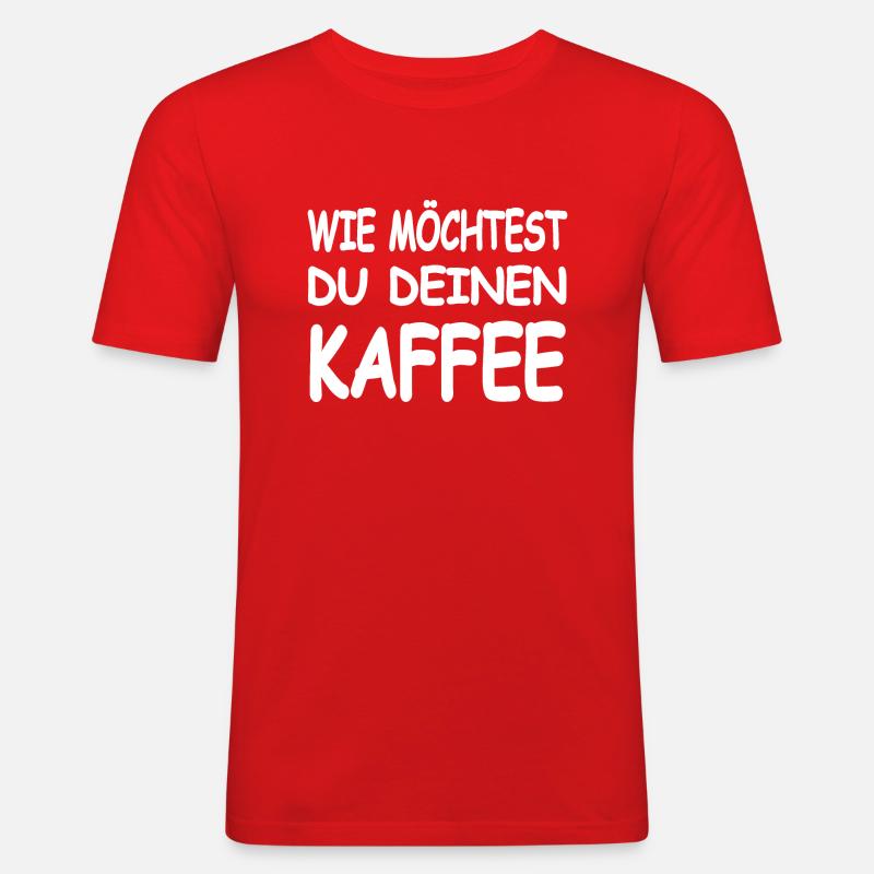 Kaffee - Männer Slim Fit T-Shirt - Rot