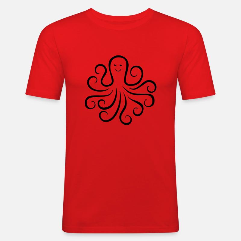 krake_01 - Männer Slim Fit T-Shirt - Rot