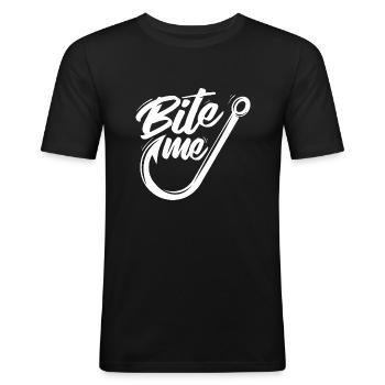 Me Pêche Drôle Pêcheur - T-shirt près du corps Homme - noir - Devant - Nik (191cm)