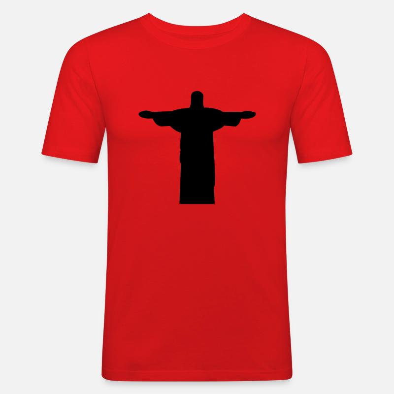 jesus_statue - Männer Slim Fit T-Shirt - Rot