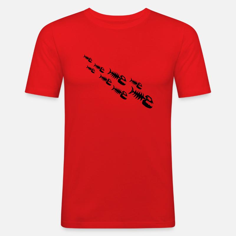 Fish Bone Monsters - Männer Slim Fit T-Shirt - Rot