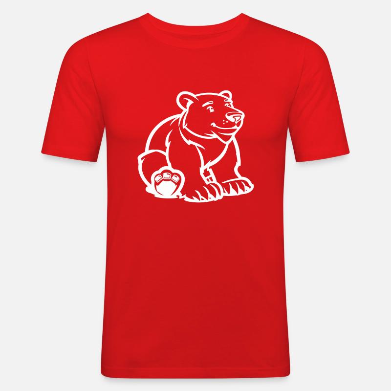 Polar Bear Comic Bear - Men's Slim Fit T-Shirt - red