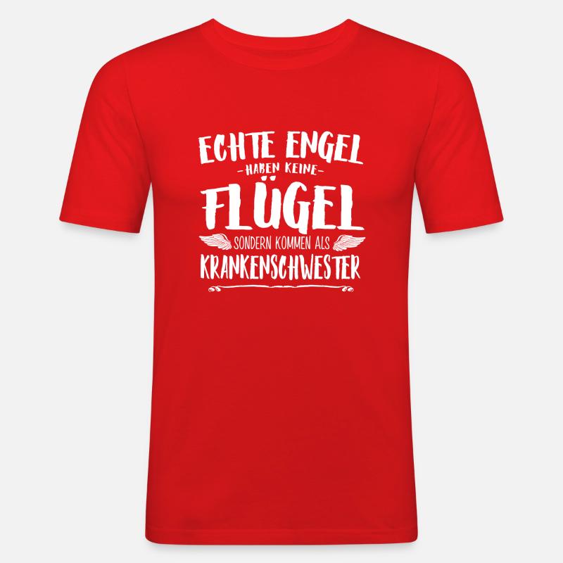 Engel Krankenschwester - Männer Slim Fit T-Shirt - Rot