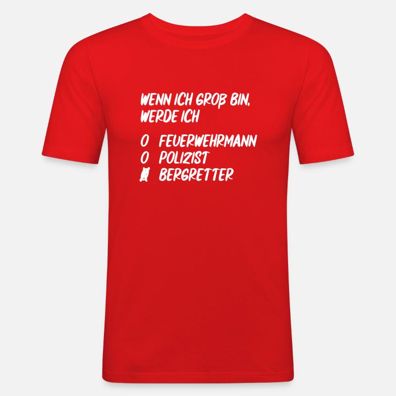 Ich werde Bergretter - Männer Slim Fit T-Shirt - Rot