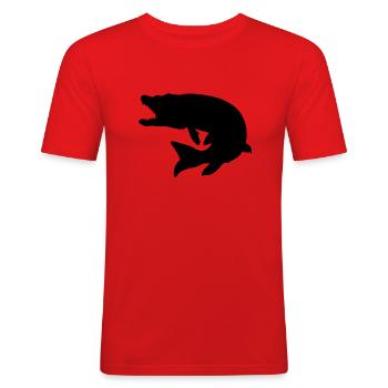 Predator fishing - Pike - Fisherman Gift - Men's Slim Fit T-Shirt - red - Front - Jaron (178cm)