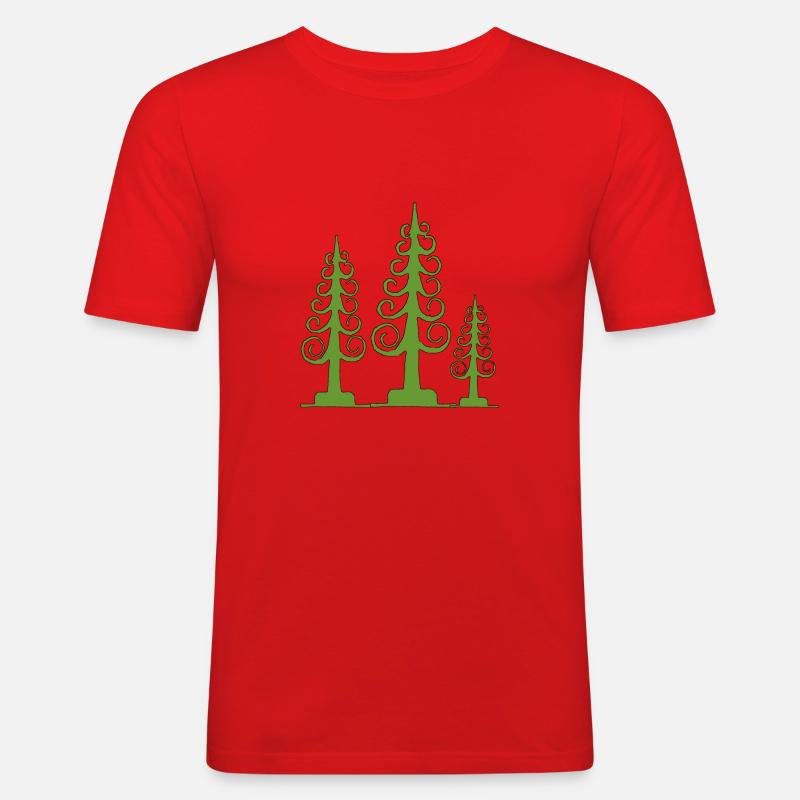 Spanbaum, geschnitzter Baum - Männer Slim Fit T-Shirt - Rot