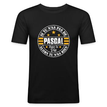 Si tu n'as pas de Pascal dans vie - Cadeau Pascal - T-shirt près du corps Homme - noir - Devant - Nik (191cm)