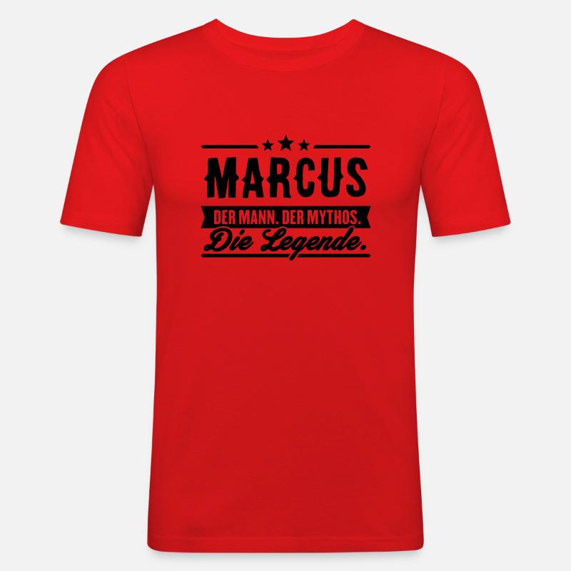 Mann Mythos Legende Marcus - Männer Slim Fit T-Shirt - Rot