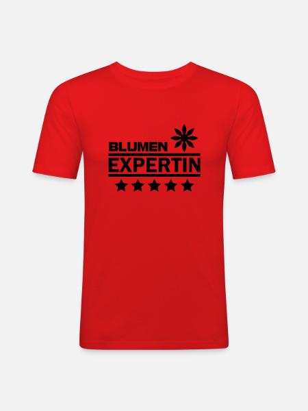 blumen expertin - Männer Slim Fit T-Shirt - Rot