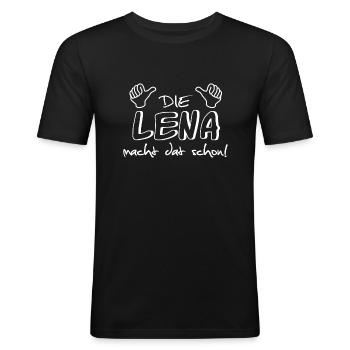 lena - Männer Slim Fit T-Shirt - Schwarz - Vorne - Nik (191cm)