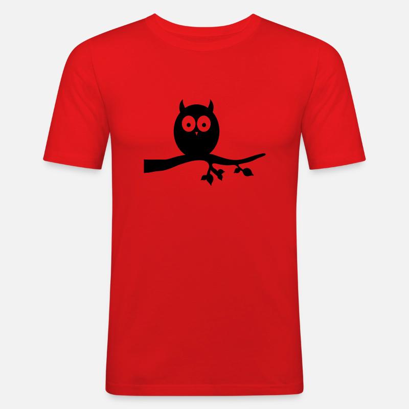 eule - Männer Slim Fit T-Shirt - Rot
