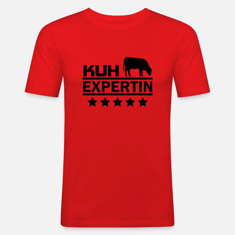 kuh experte - Männer Slim Fit T-Shirt - Rot