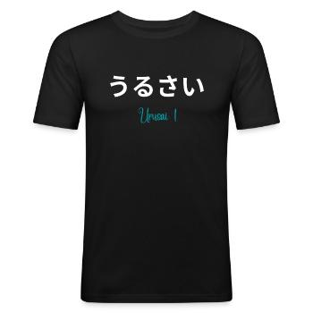 Urusai 2 - T-shirt près du corps Homme - noir - Devant - Nik (191cm)
