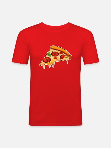 Pizzastück - Männer Slim Fit T-Shirt - Rot