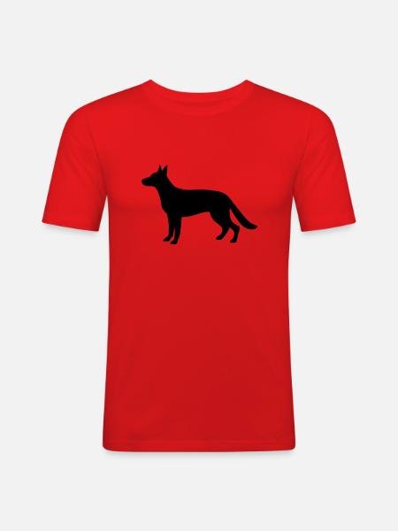 Schäferhund, gerader Rücken - Männer Slim Fit T-Shirt - Rot