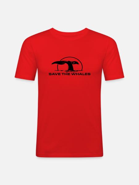save_the_whales - Männer Slim Fit T-Shirt - Rot