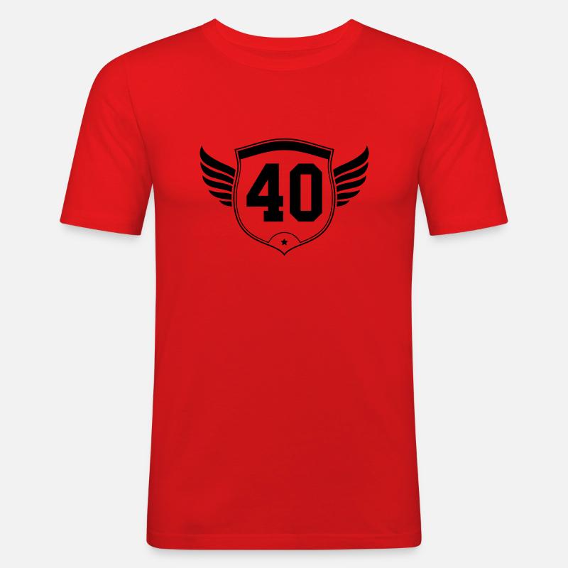 40 wappen design - Männer Slim Fit T-Shirt - Rot