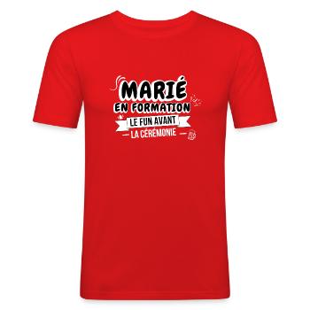 Marié en formation : le fun avant la cérémonie - T-shirt près du corps Homme - rouge - Devant - Jaron (178cm)