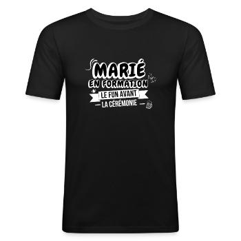Marié en formation : le fun avant la cérémonie - T-shirt près du corps Homme - noir - Devant - Nik (191cm)