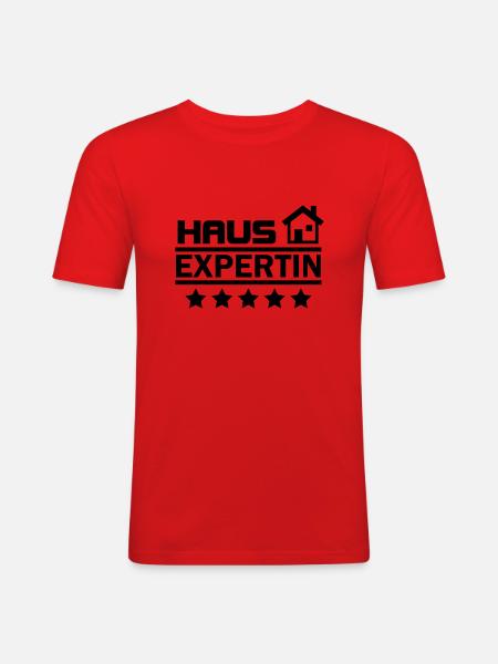 haus expertin - Männer Slim Fit T-Shirt - Rot