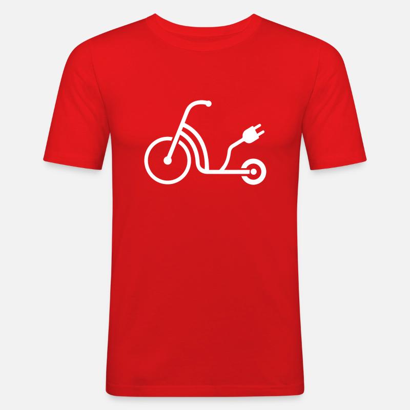 E-Scooter E-Roller Scooter - Männer Slim Fit T-Shirt - Rot