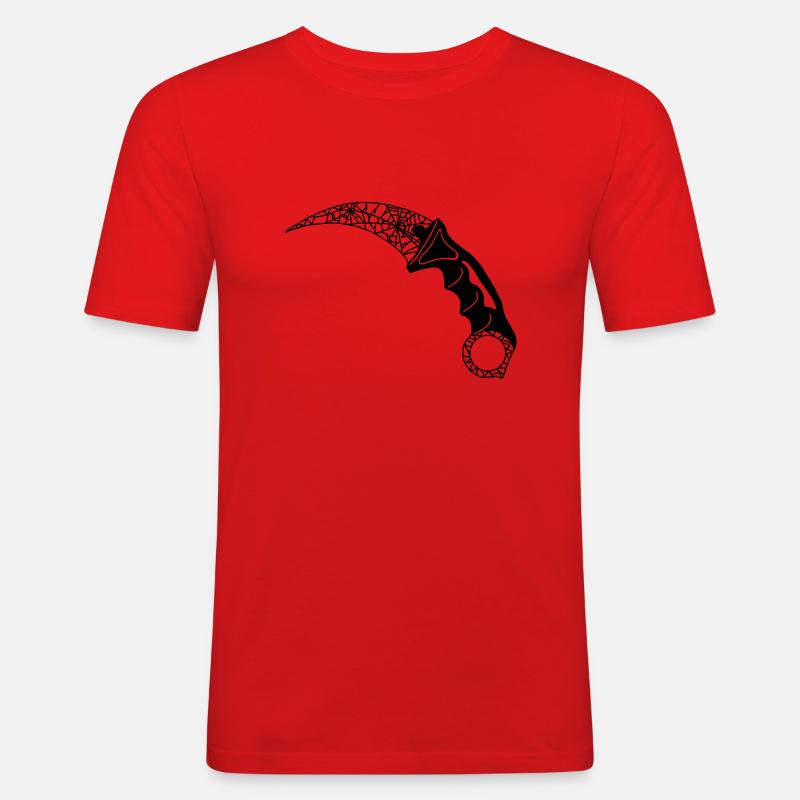 Karambit Crimson Web CSGo - Männer Slim Fit T-Shirt - Rot