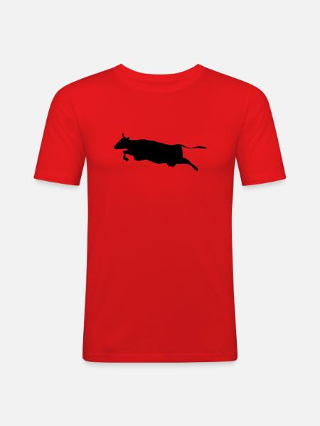 Huh FlyingKuh - Männer Slim Fit T-Shirt - Rot