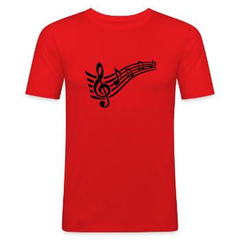 Musik Noten - Männer Slim Fit T-Shirt - Rot - Vorne - Jaron (178cm)