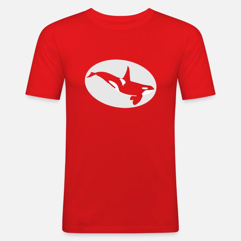 Schwertwal - Männer Slim Fit T-Shirt - Rot