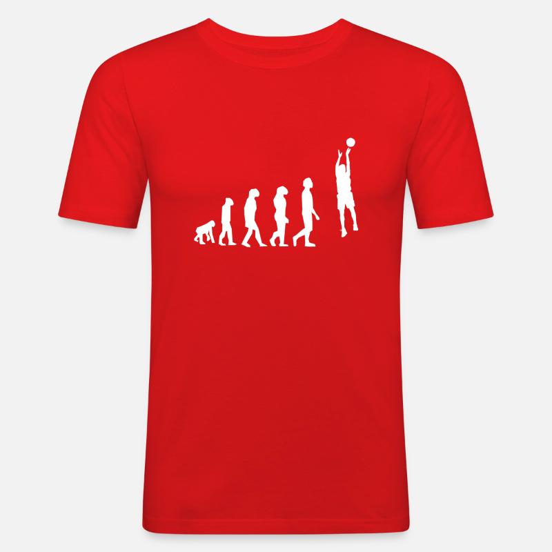 Basketball-Evolution - Männer Slim Fit T-Shirt - Rot