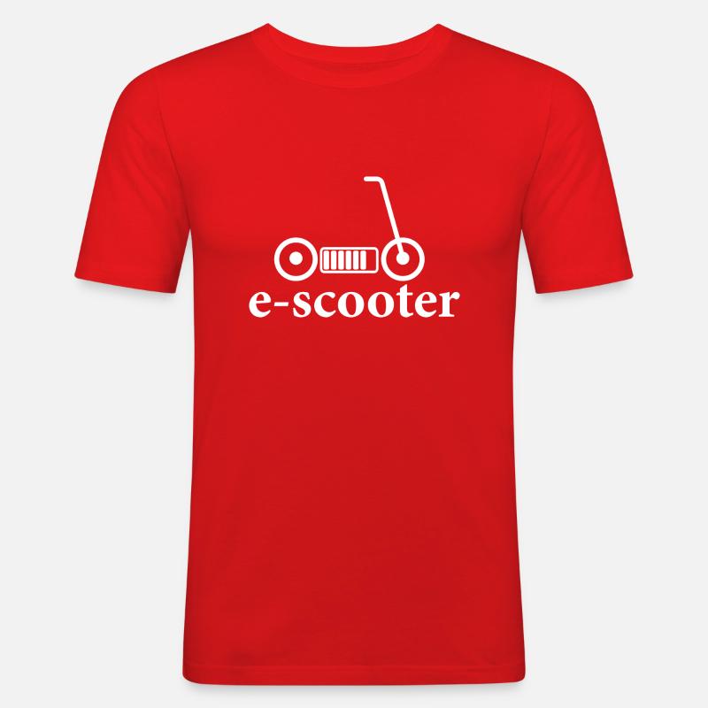 E-Scooter E-Roller Scooter - Männer Slim Fit T-Shirt - Rot