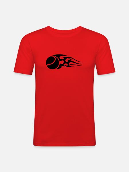 tennisball_flames_black - Men's Slim Fit T-Shirt - red