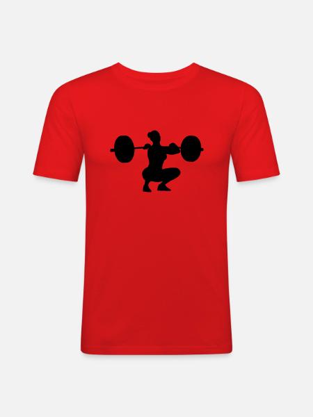 Umsetzen Hocke Frau - Männer Slim Fit T-Shirt - Rot