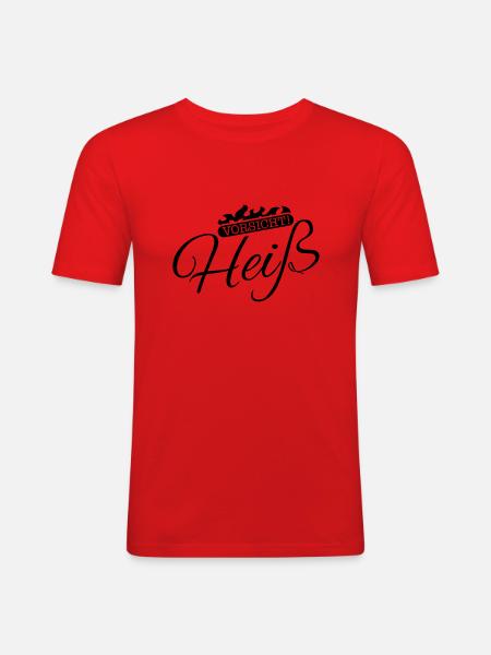 vorsicht_heiss_se1 - Männer Slim Fit T-Shirt - Rot
