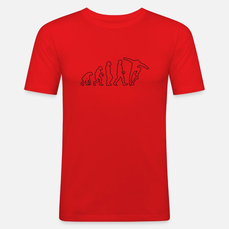 Skateboard Evolution Skateboarding Longboard Skate - Männer Slim Fit T-Shirt - Rot
