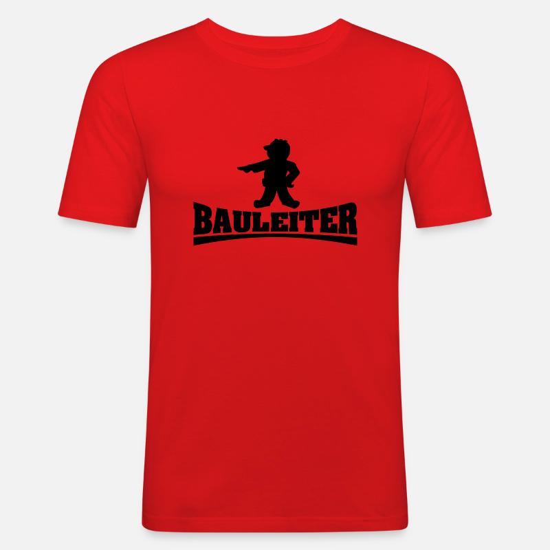 bauleiter4_mit_chefchen - Männer Slim Fit T-Shirt - Rot