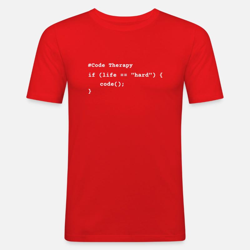 Code Therapy – Funny Programming T-Shirt - Männer Slim Fit T-Shirt - Rot