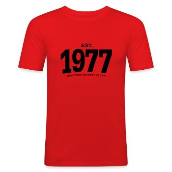 EST. 1977 Nineteen Seventy Seven - Men's Slim Fit T-Shirt - red - Front - Jaron (178cm)