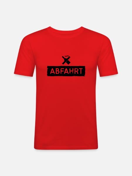 ABFAHRT zur Dorf Disko - Männer Slim Fit T-Shirt - Rot