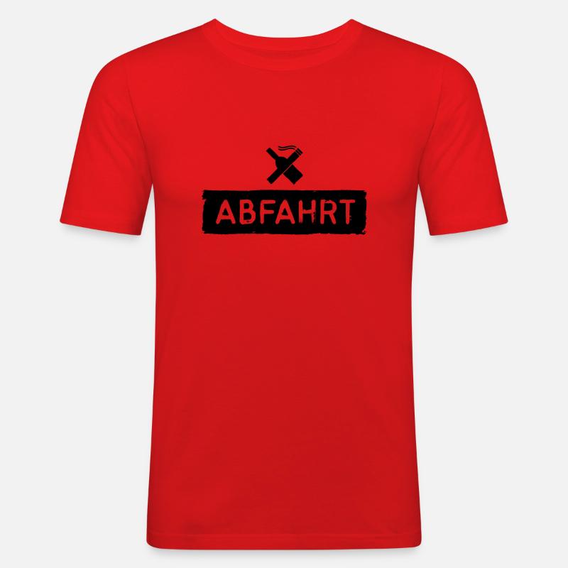 ABFAHRT zur Dorf Disko - Männer Slim Fit T-Shirt - Rot