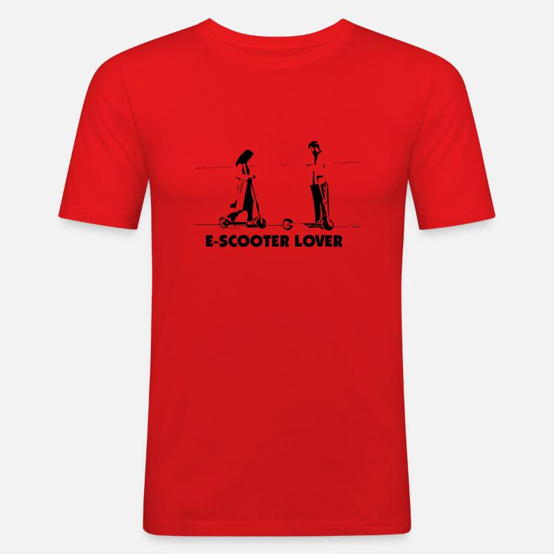 E-Scooter E-Roller Scooter - Männer Slim Fit T-Shirt - Rot