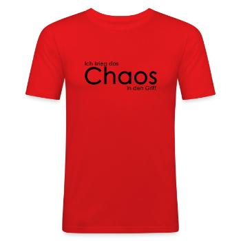 chaos - Männer Slim Fit T-Shirt - Rot - Vorne - Jaron (178cm)