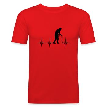 Opa Herzschlag EKG - Männer Slim Fit T-Shirt - Rot - Vorne - Jaron (178cm)