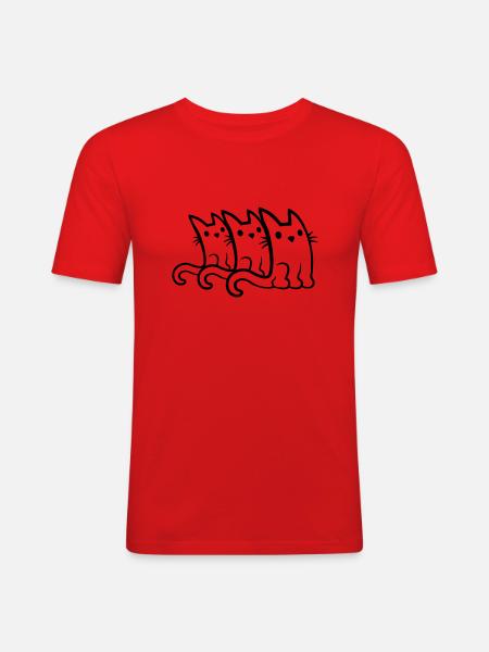 Équipe 3 chats mignons - T-shirt près du corps Homme - rouge