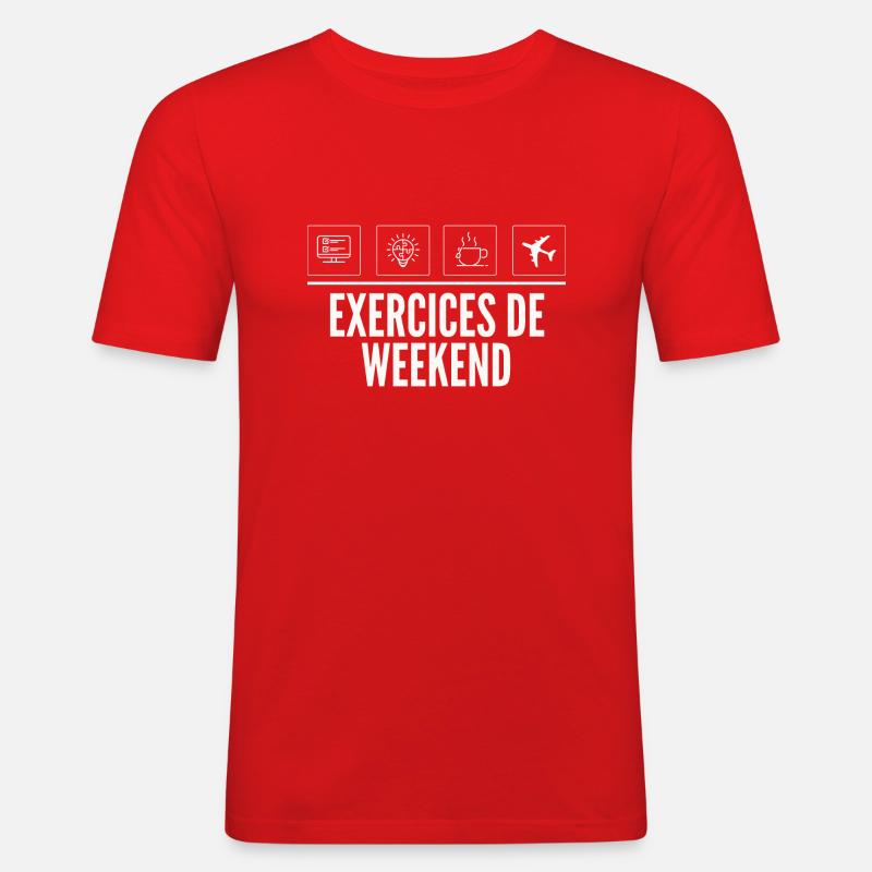 Weekend Exercises - Weekend Exercise - Men's Slim Fit T-Shirt - red