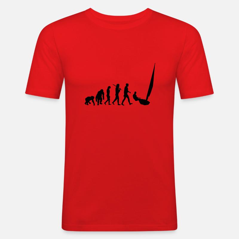 Evolution Segeln - Männer Slim Fit T-Shirt - Rot