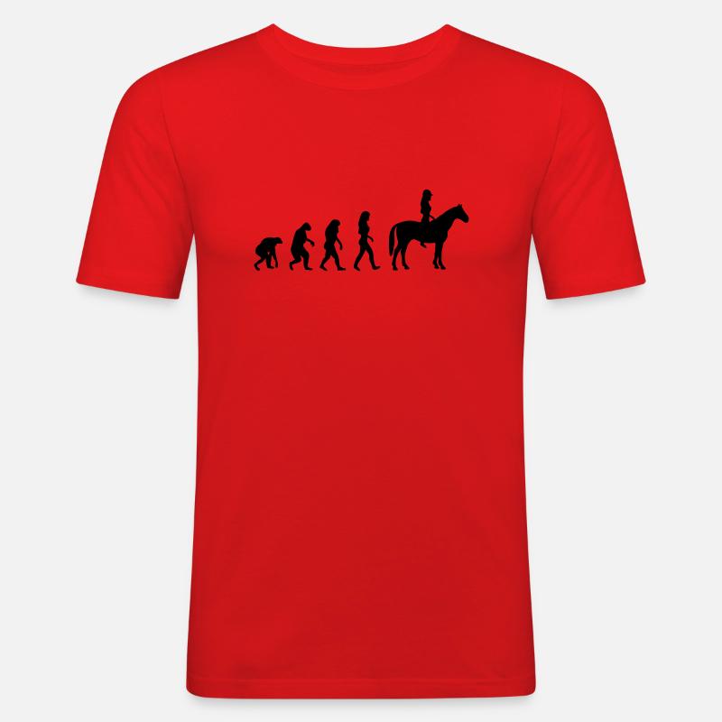 reiterin evolution frauen - Männer Slim Fit T-Shirt - Rot