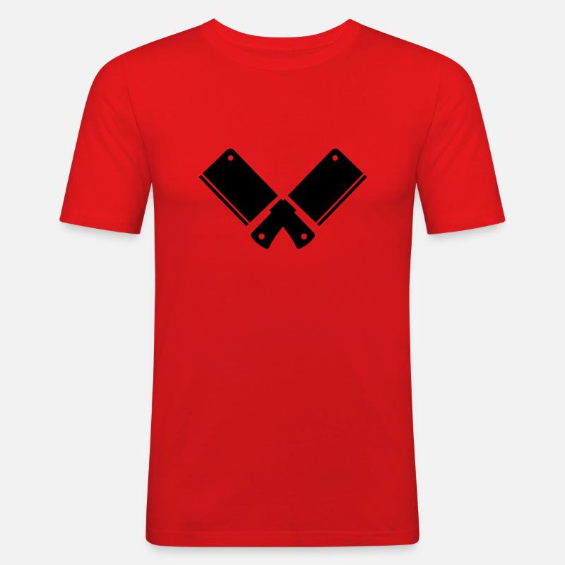 Küchenmesser - Männer Slim Fit T-Shirt - Rot